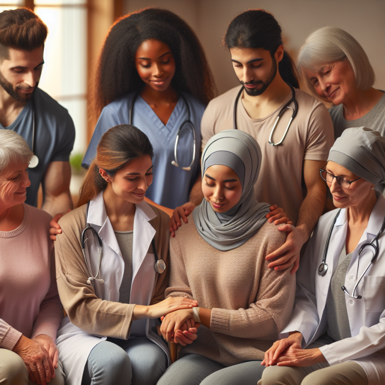 Caregivers and healthcare professionals building a support network through respite care services